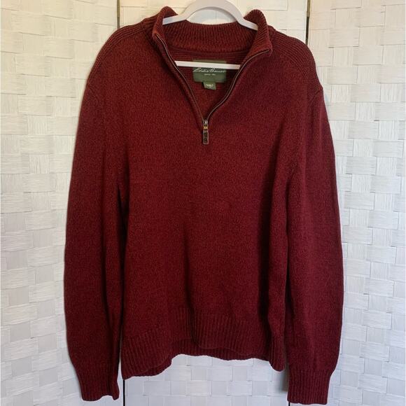 Eddie Bauer Men’s Quarter Zip maroon colored pullover men’s size XL - Picture 1 of 11